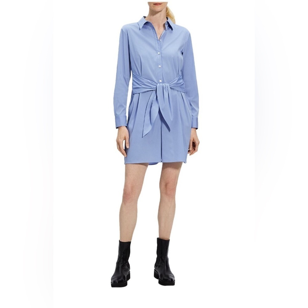 Theory Womens Cotton Long Sleeve Button Up Tie Waist Romper